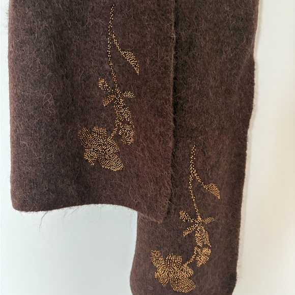 Zara Dark Brown Wool-Blend Scarf - Picture 3 of 6